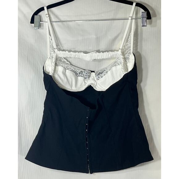 Princess Polly Black Renaissance Corset with White Lace, Top Size 10 - Picture 2 of 5